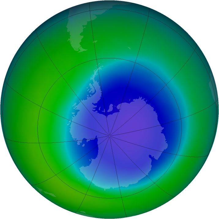 Antarctic ozone map for November 2006
